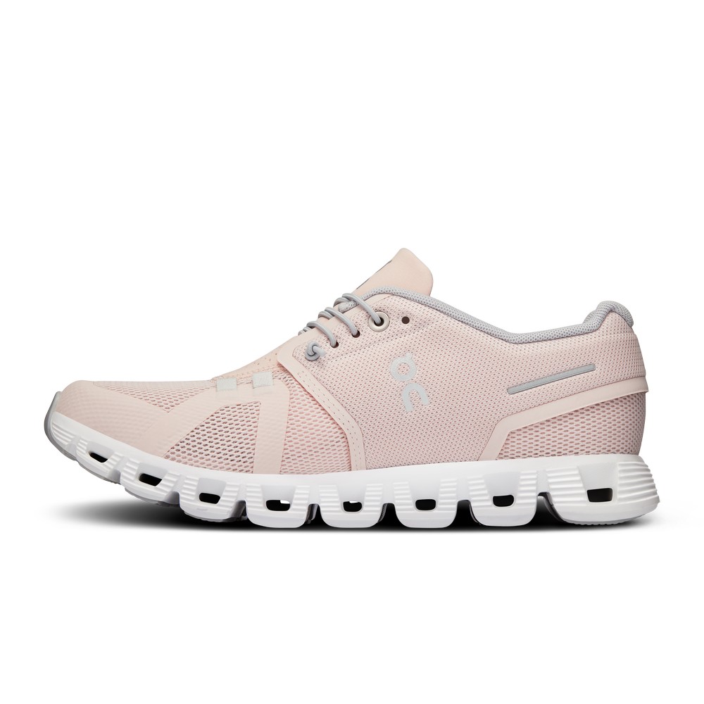 On |Women QC Cloud 5 Lifestyle Shoes Shell / White | NZ61-C8FD