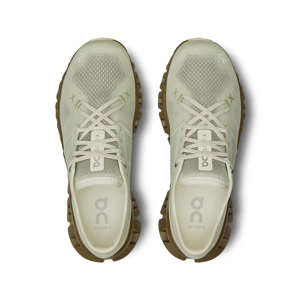 On |Women QC Cloud X 3 Training & GYM Shoes Aloe / Hunter | FL26-H2BY