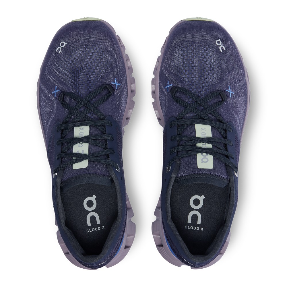 On |Women QC Cloud X 3 Training & GYM Shoes Midnight / Heron | YR65-S3TR