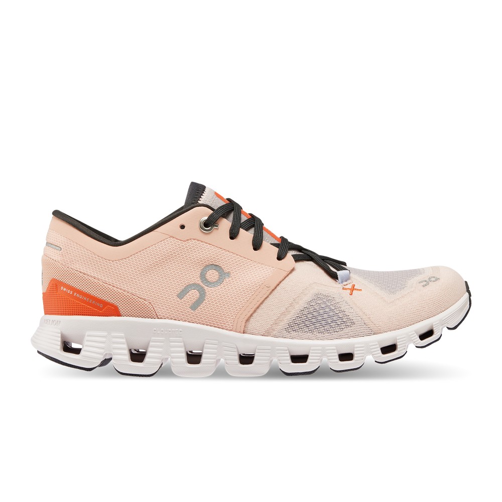 On |Women QC Cloud X 3 Training & GYM Shoes Rose / Sand | MS55-H6GK