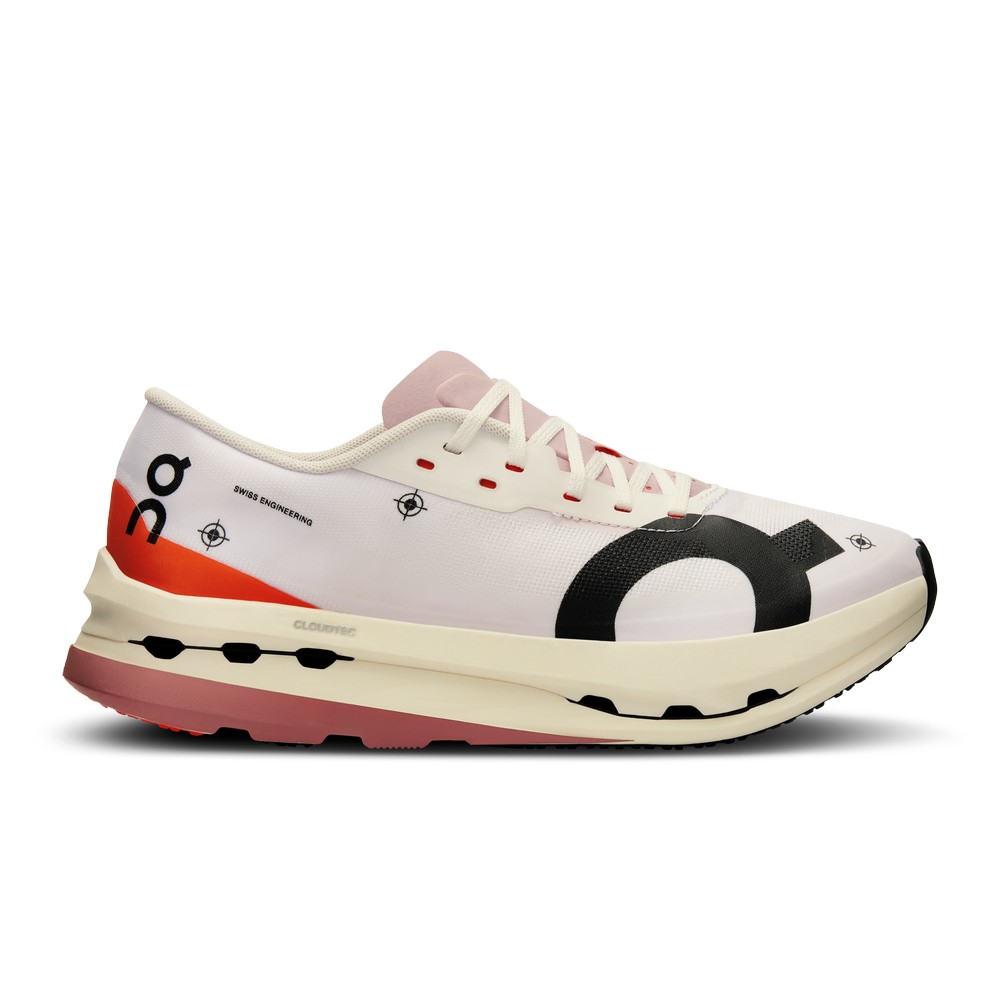 On |Women QC Cloudboom Echo 3 Road Running Shoes White / Flame | HN33-G2RZ