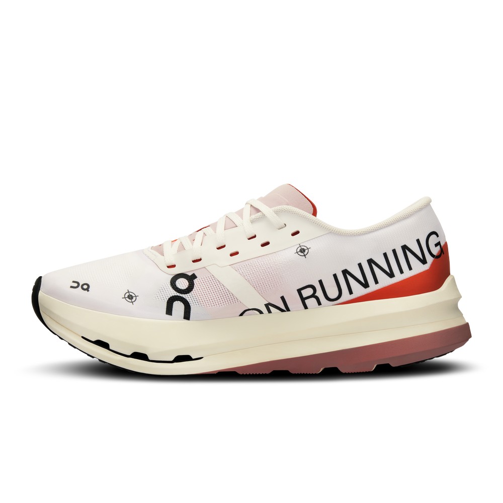 On |Women QC Cloudboom Echo 3 Road Running Shoes White / Flame | HN33-G2RZ