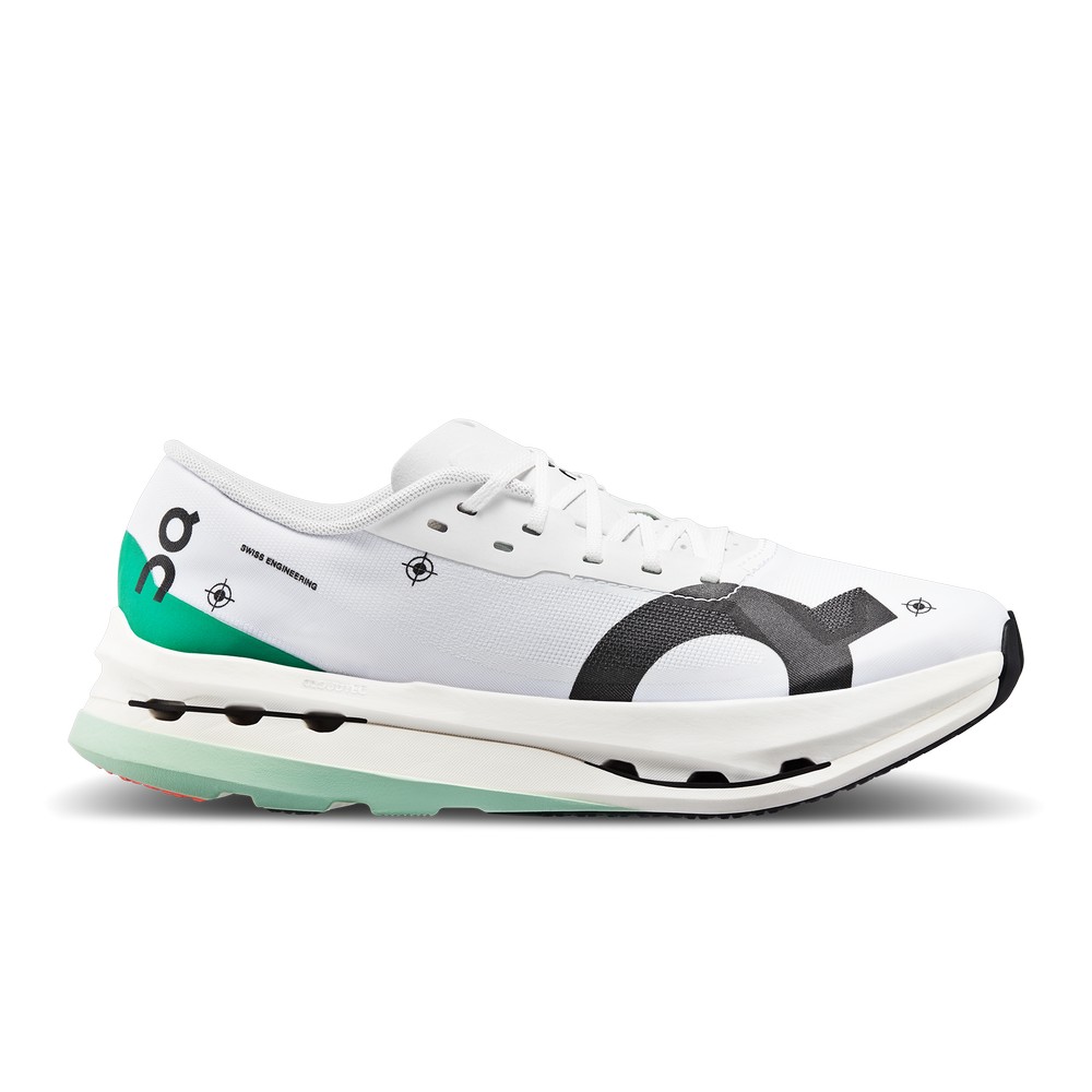 On |Women QC Cloudboom Echo 3 Road Running Shoes Undyed-White / Mint | TO55-R7WR