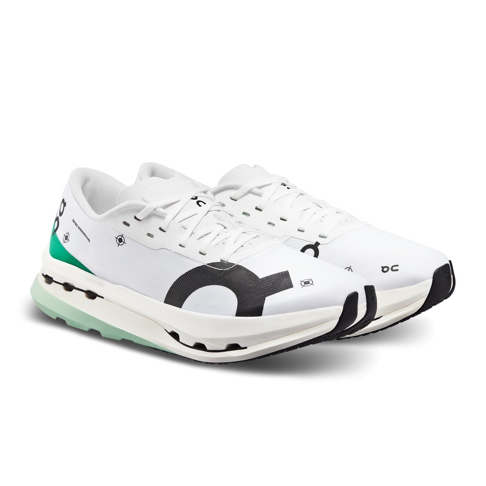 On |Women QC Cloudboom Echo 3 Road Running Shoes Undyed-White / Mint | TO55-R7WR