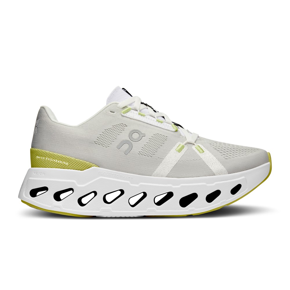 On |Women QC Cloudeclipse Road Running Shoes White / Sand | LL83-J8UN