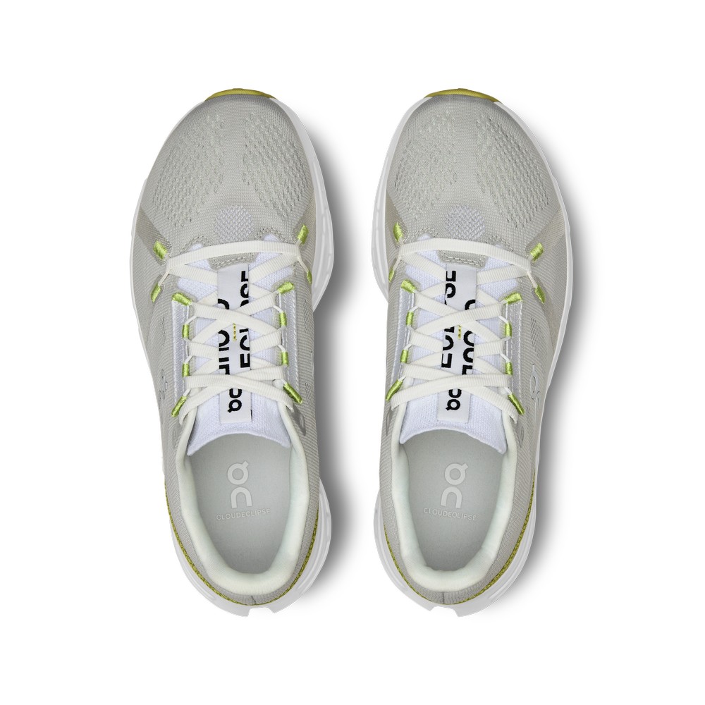 On |Women QC Cloudeclipse Road Running Shoes White / Sand | LL83-J8UN