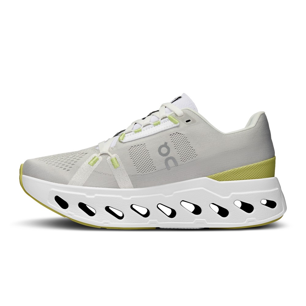 On |Women QC Cloudeclipse Road Running Shoes White / Sand | LL83-J8UN