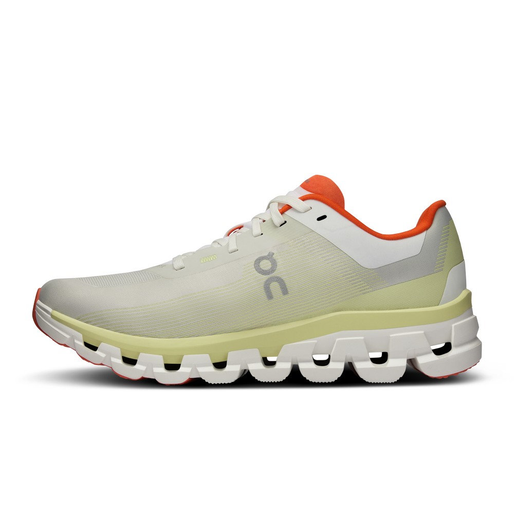 On |Women QC Cloudflow 4 Road Running Shoes White / Hay | FI46-Q0KW