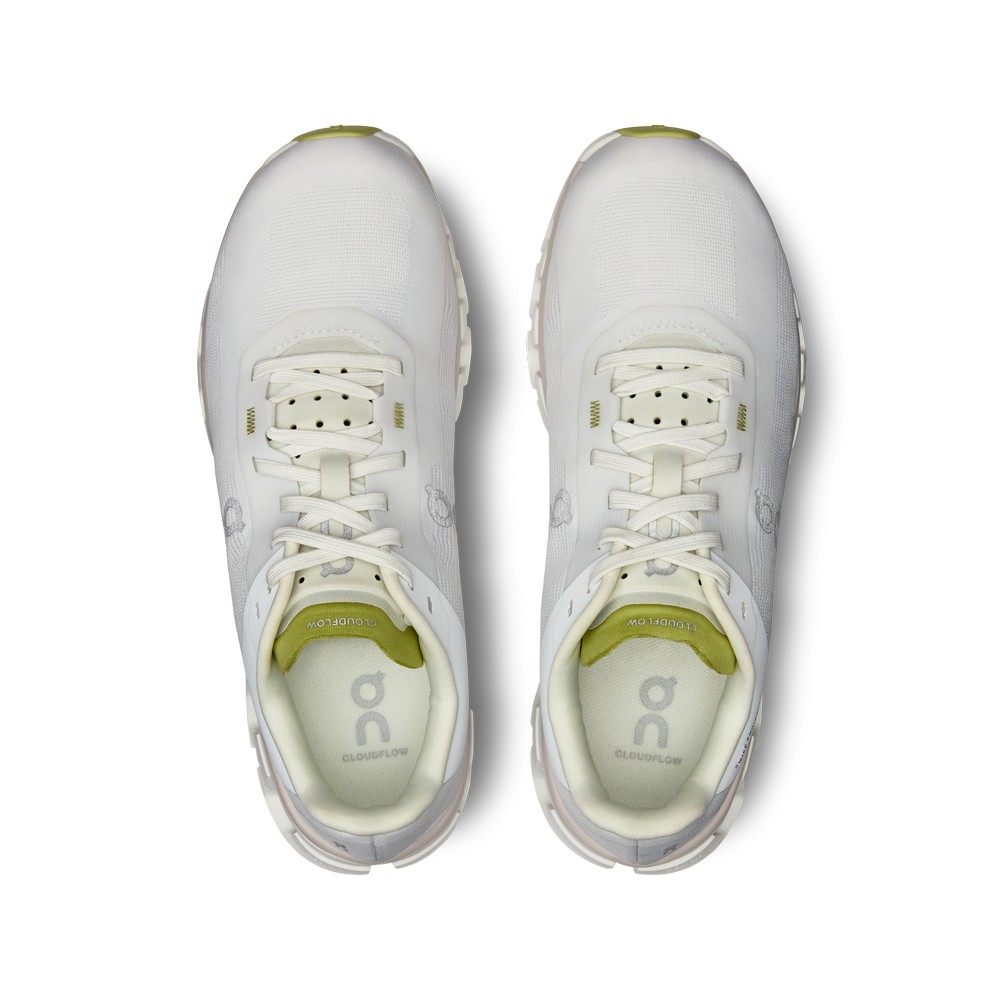 On |Women QC Cloudflow 4 Road Running Shoes White / Sand | WX11-T2HO