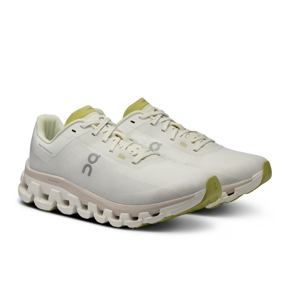 On |Women QC Cloudflow 4 Road Running Shoes White / Sand | WX11-T2HO