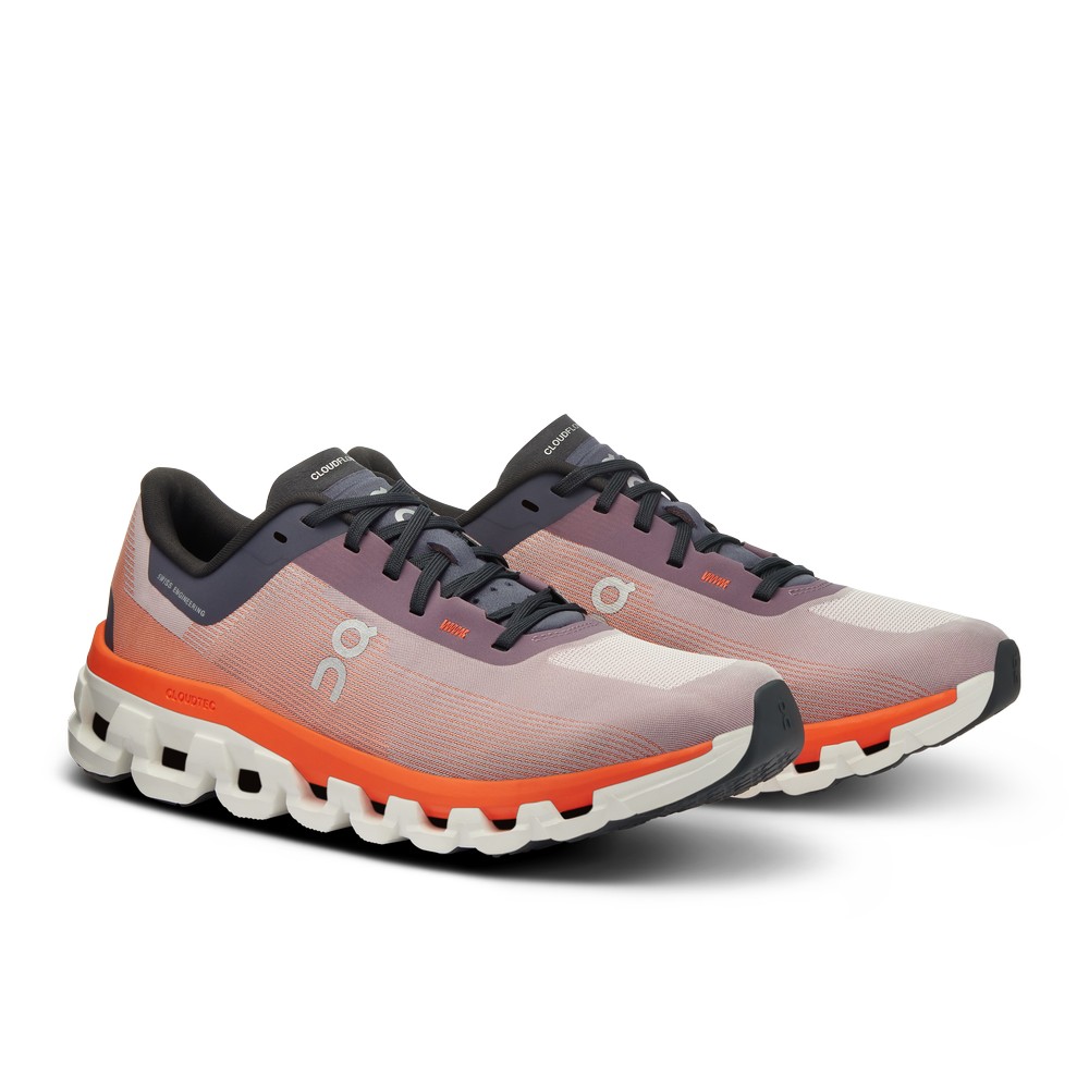 On |Women QC Cloudflow 4 Road Running Shoes Quartz / Flame | NU91-Z3DG