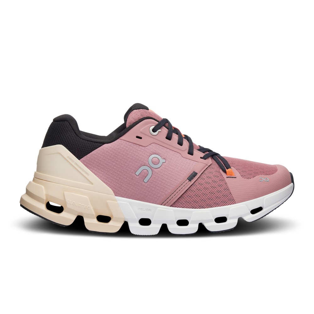 On |Women QC Cloudflyer 4 Road Running Shoes Dustrose / Sand | TD96-B8QX