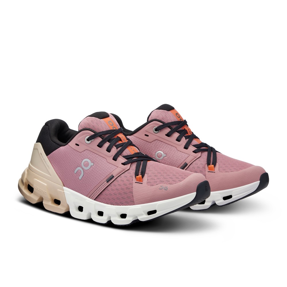 On |Women QC Cloudflyer 4 Road Running Shoes Dustrose / Sand | TD96-B8QX