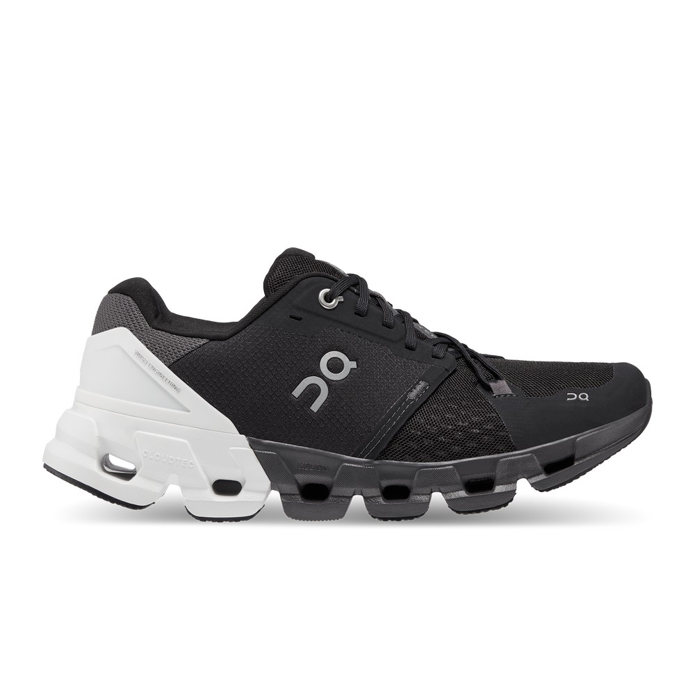 On |Women QC Cloudflyer 4 Road Running Shoes Black / White | EW90-D6BV