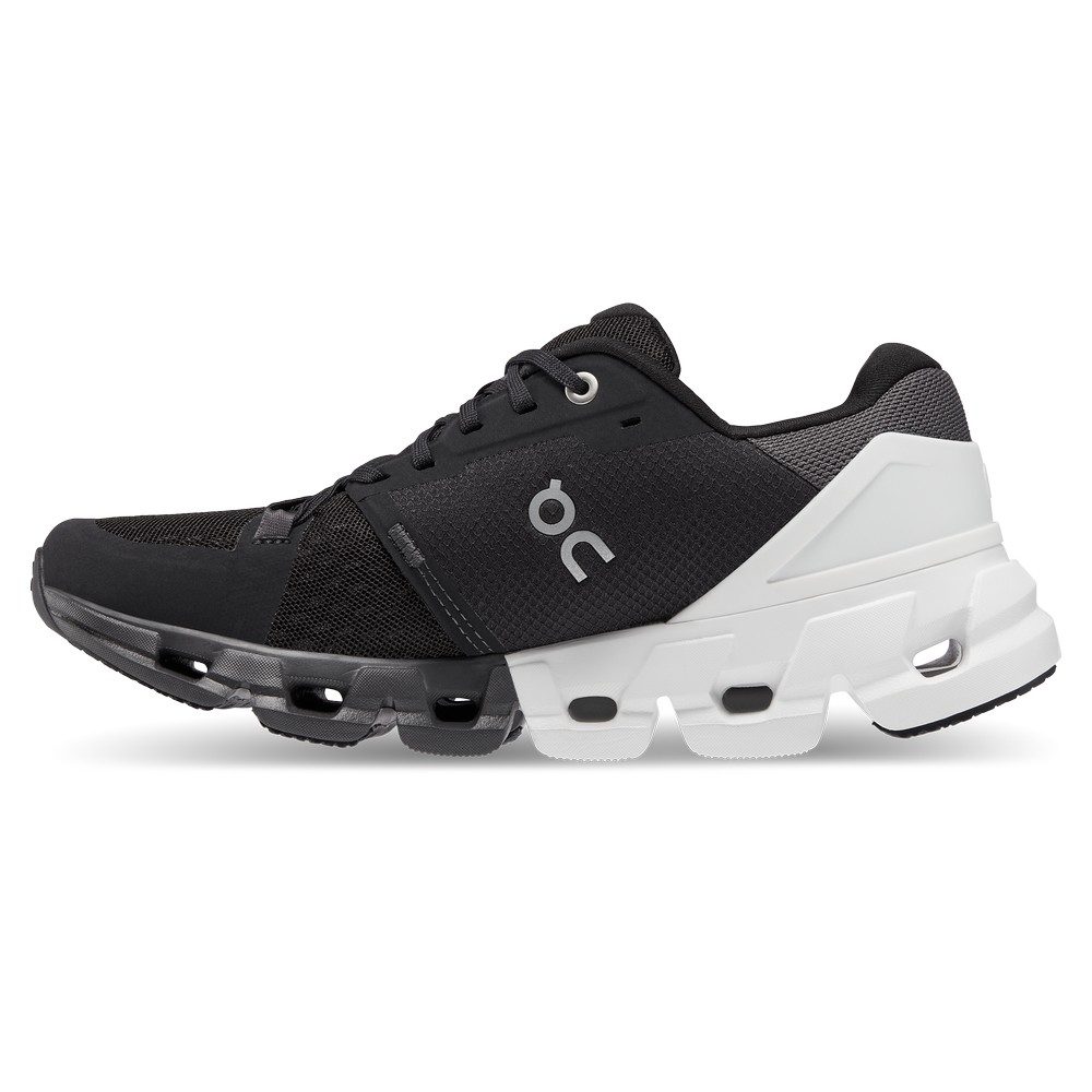 On |Women QC Cloudflyer 4 Road Running Shoes Black / White | EW90-D6BV