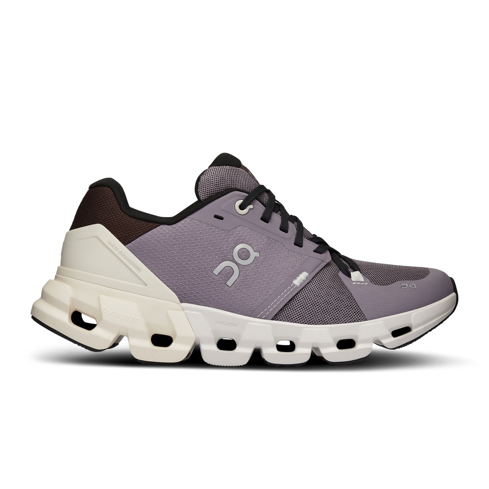 On |Women QC Cloudflyer 4 Road Running Shoes Shark / Pearl | UF07-N0XJ