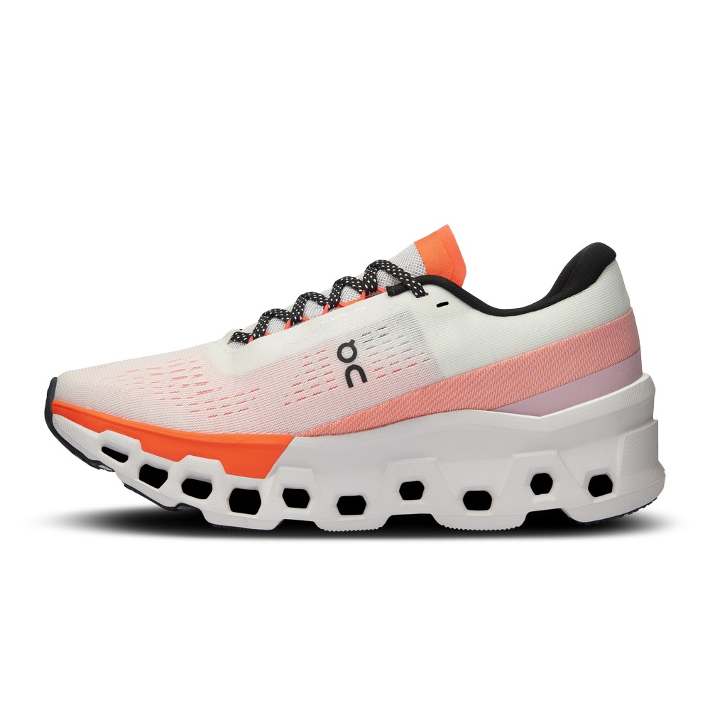 On |Women QC Cloudmonster 2 Road Running Shoes Undyed / Flame | LM48-M5ZM