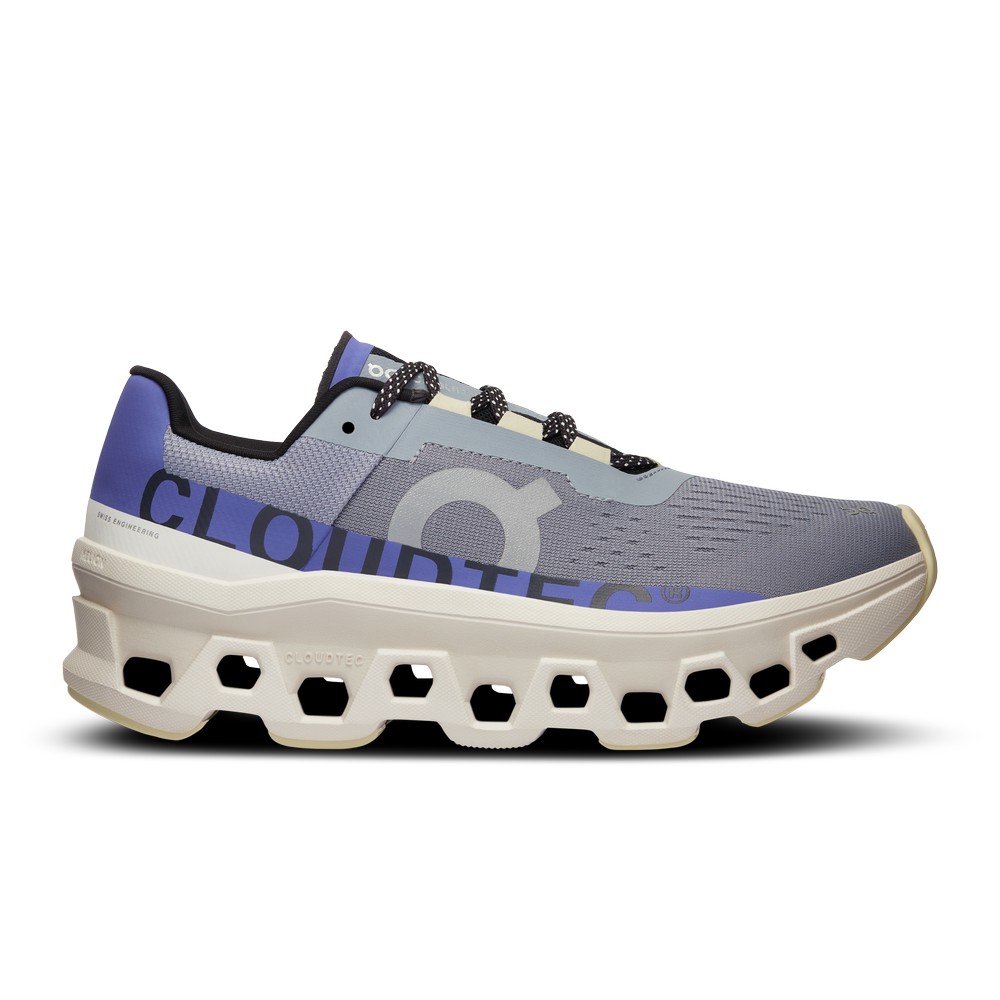 On |Women QC Cloudmonster Road Running Shoes Mist / Blueberry | FK96-D5IF