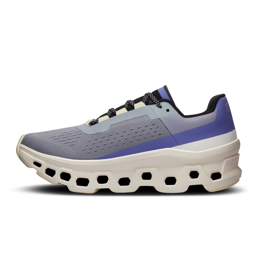 On |Women QC Cloudmonster Road Running Shoes Mist / Blueberry | FK96-D5IF