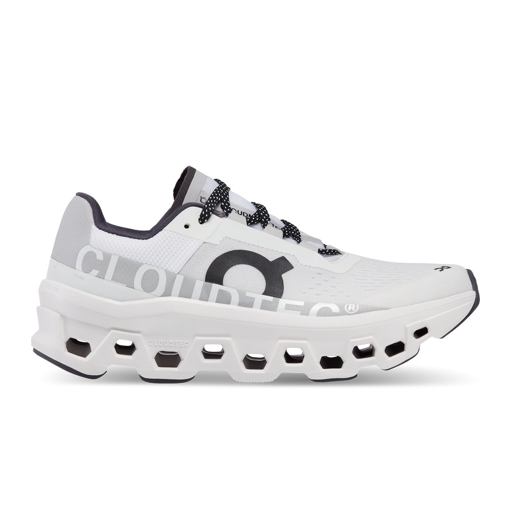 On |Women QC Cloudmonster Road Running Shoes All White | XU73-A0NS