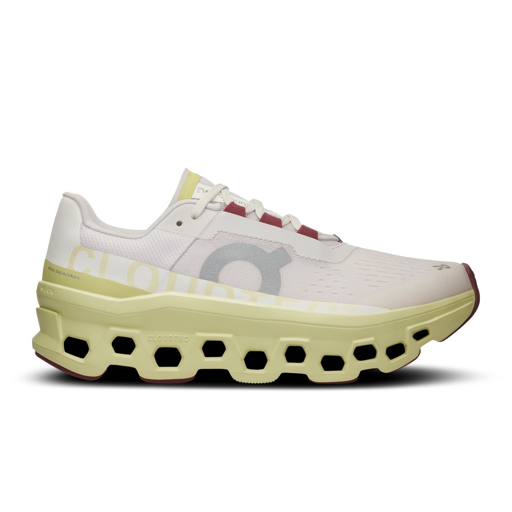 On |Women QC Cloudmonster Road Running Shoes Frost / Acacia | BH98-J3FB