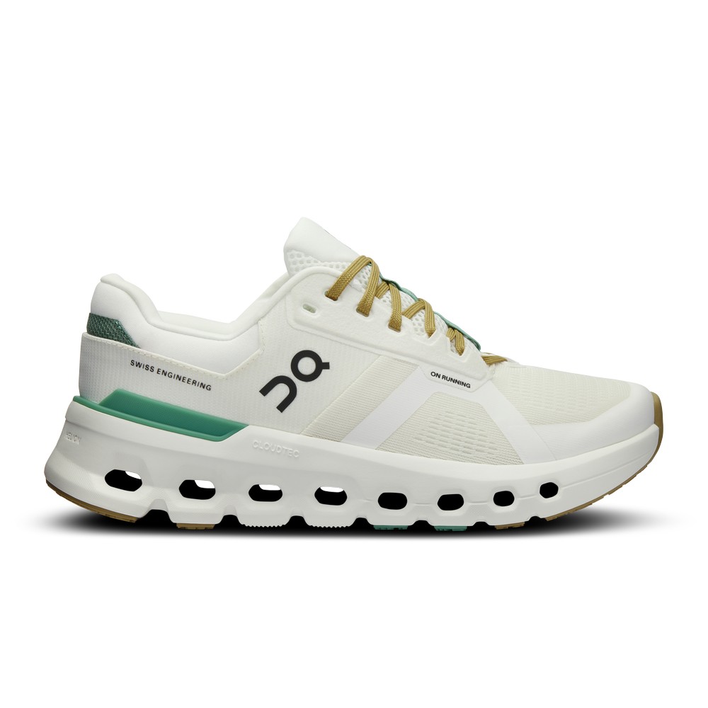 On |Women QC Cloudrunner 2 Road Running Shoes Undyed / Green | SD29-L5AK