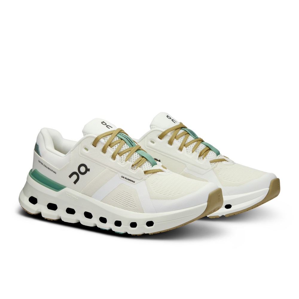 On |Women QC Cloudrunner 2 Road Running Shoes Undyed / Green | SD29-L5AK