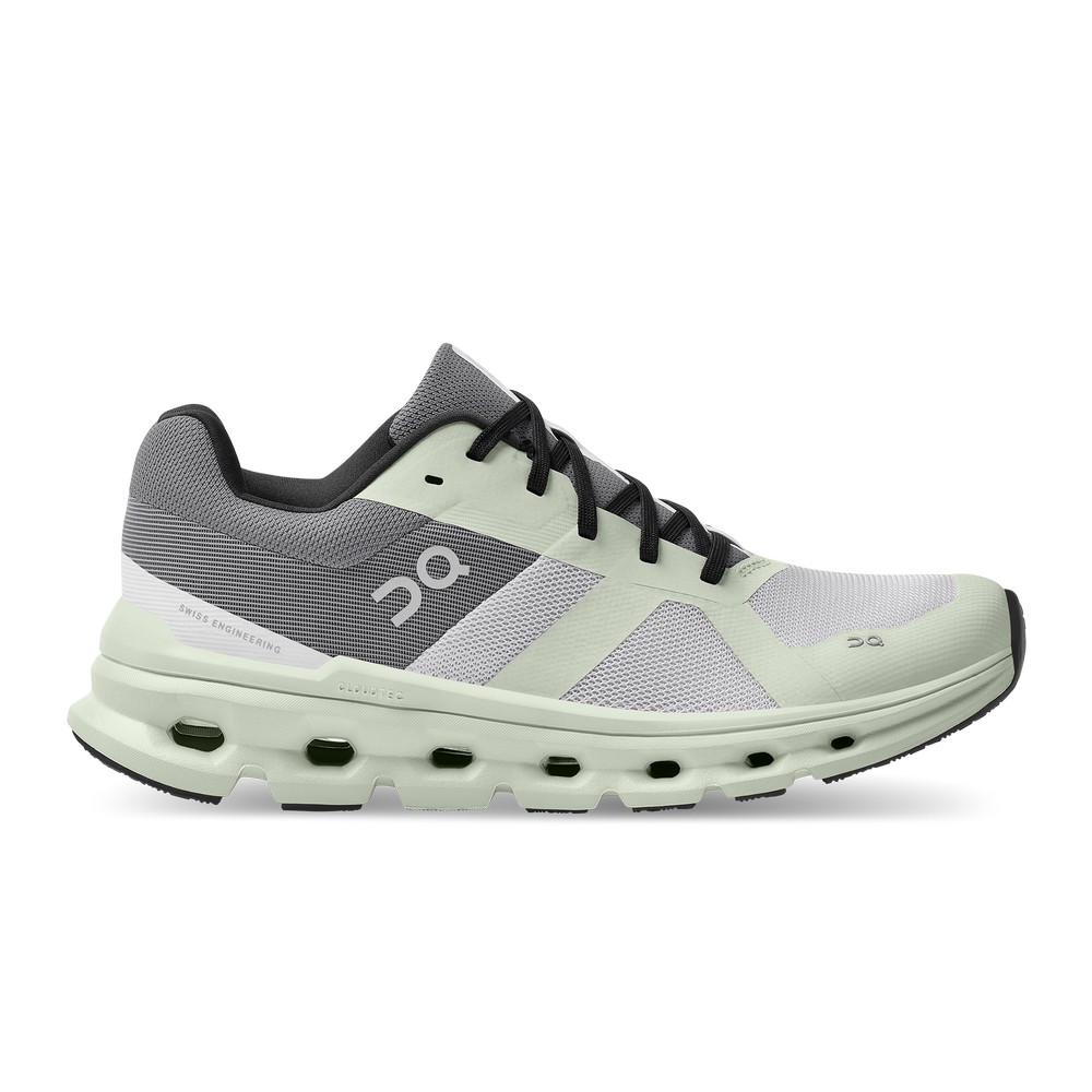 On |Women QC Cloudrunner Road Running Shoes Frost / Aloe | KP40-E2WF