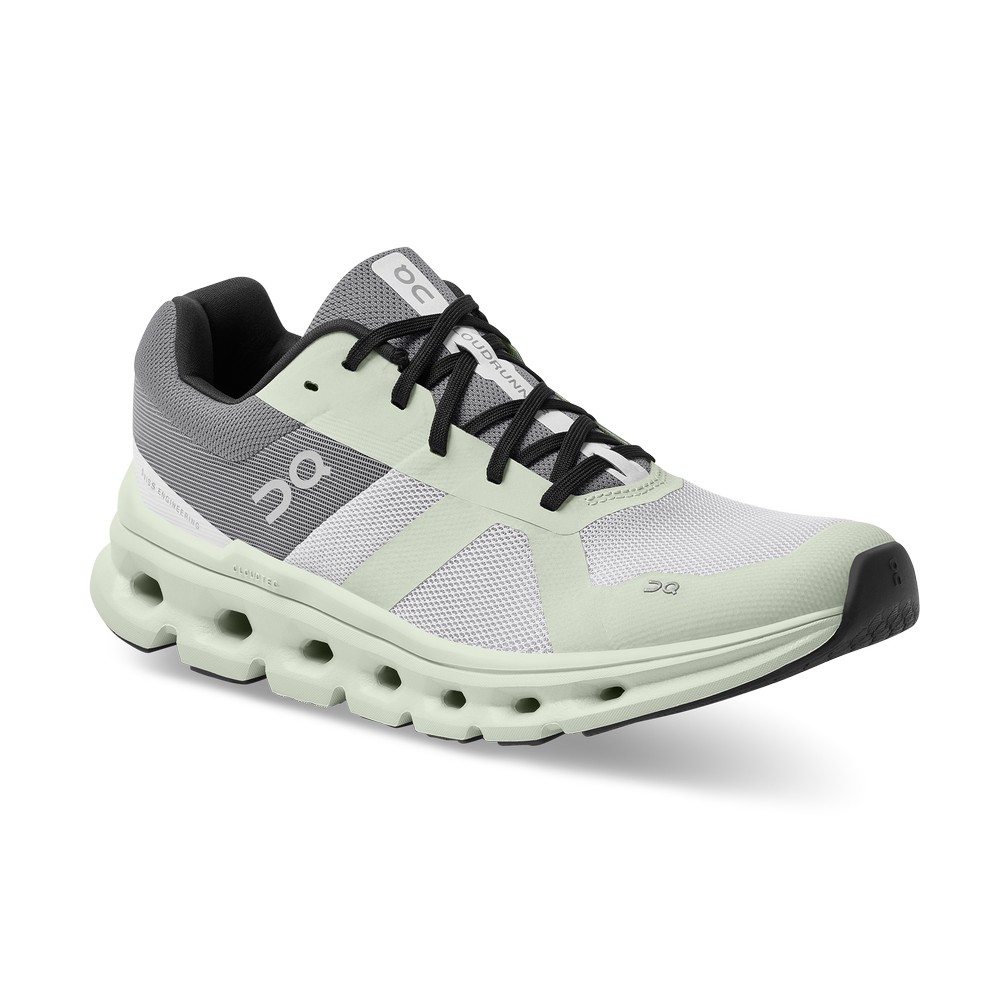 On |Women QC Cloudrunner Road Running Shoes Frost / Aloe | KP40-E2WF