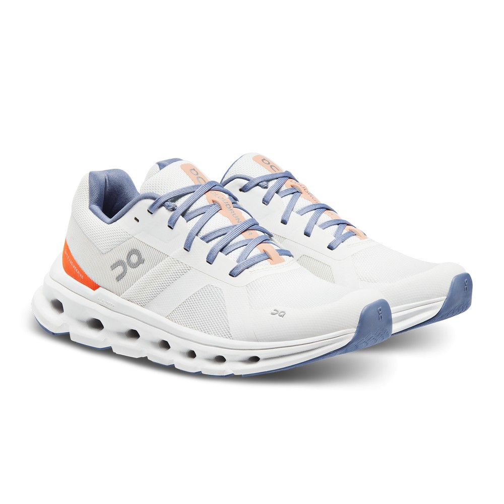 On |Women QC Cloudrunner Wide Road Running Shoes Undyed-White / Flame | PO26-P5AH