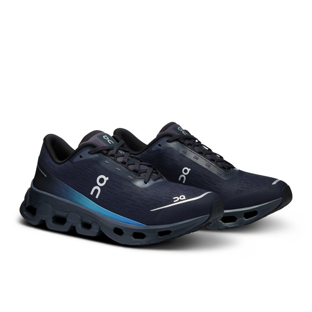 On |Women QC Cloudspark Road Running Shoes Black / Blueberry | ML88-I2IS