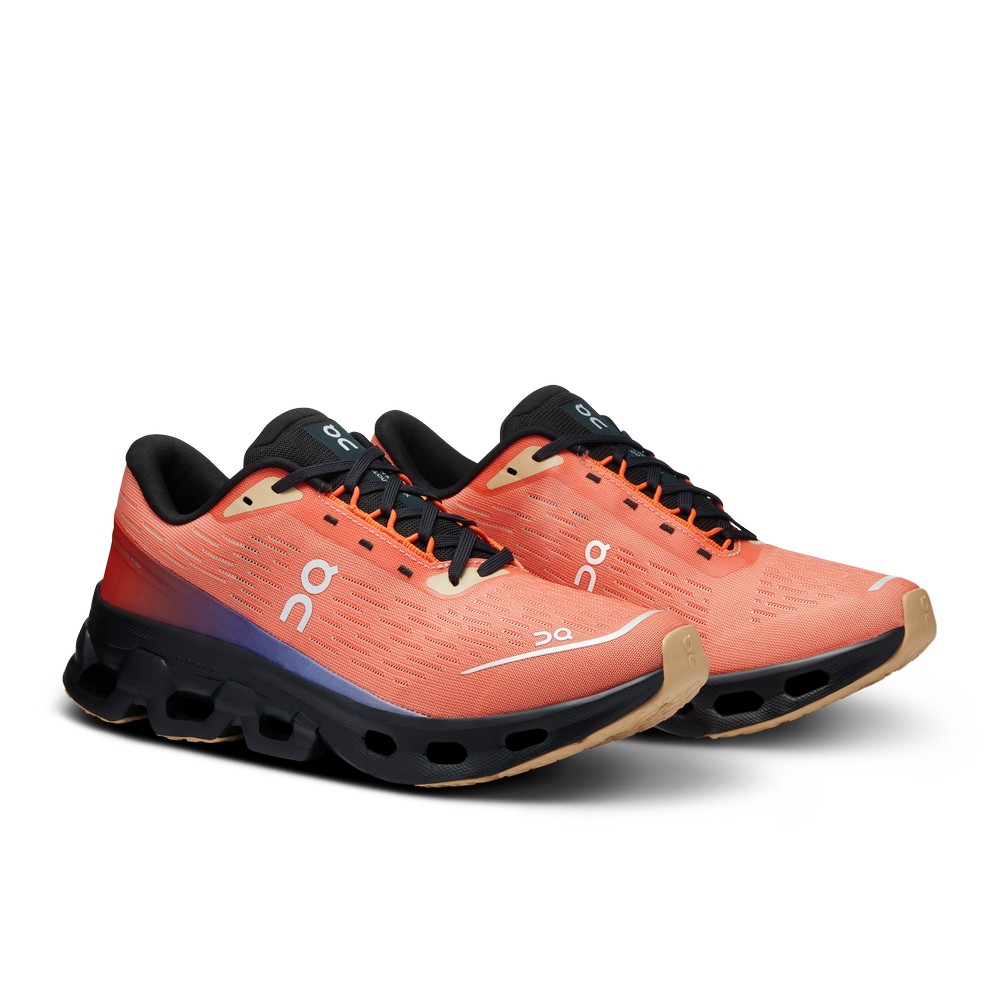 On |Women QC Cloudspark Road Running Shoes Flame / Black | TQ21-F0EN