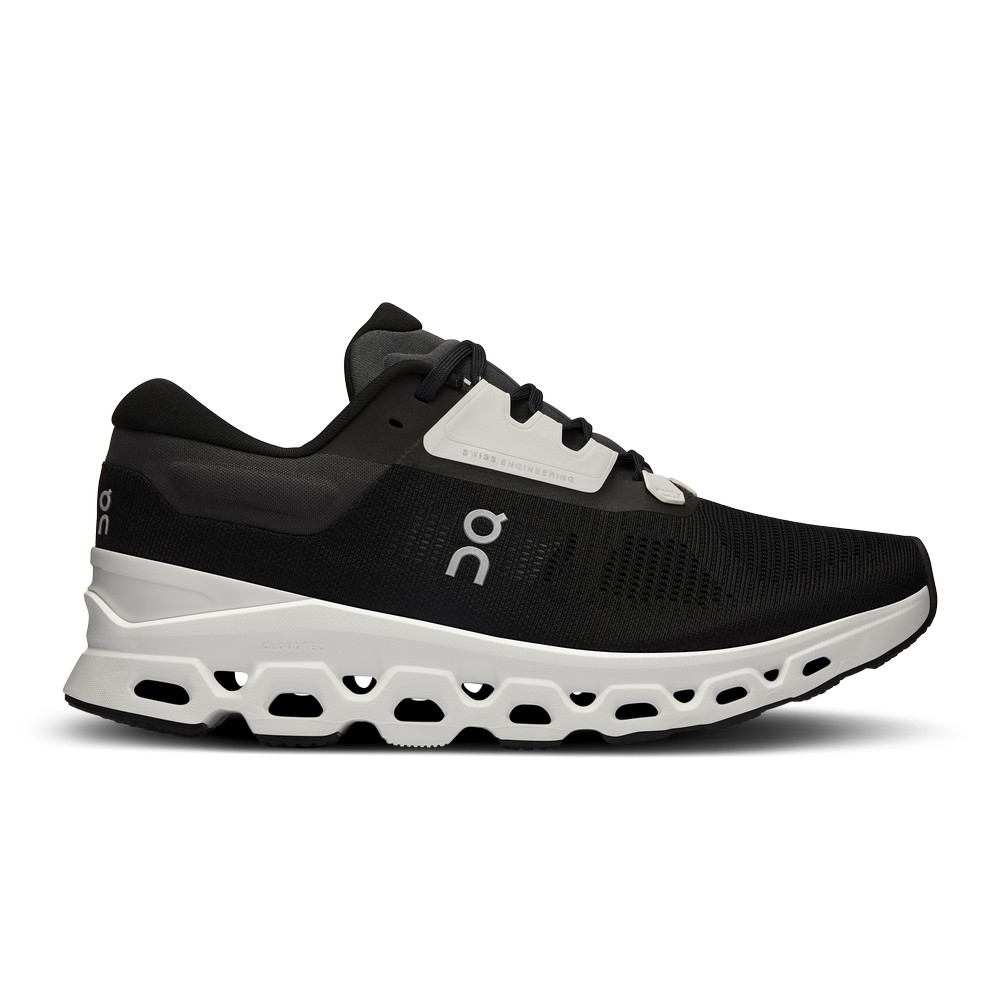 On |Women QC Cloudstratus 3 Road Running Shoes Black / Frost | SX51-H2UN