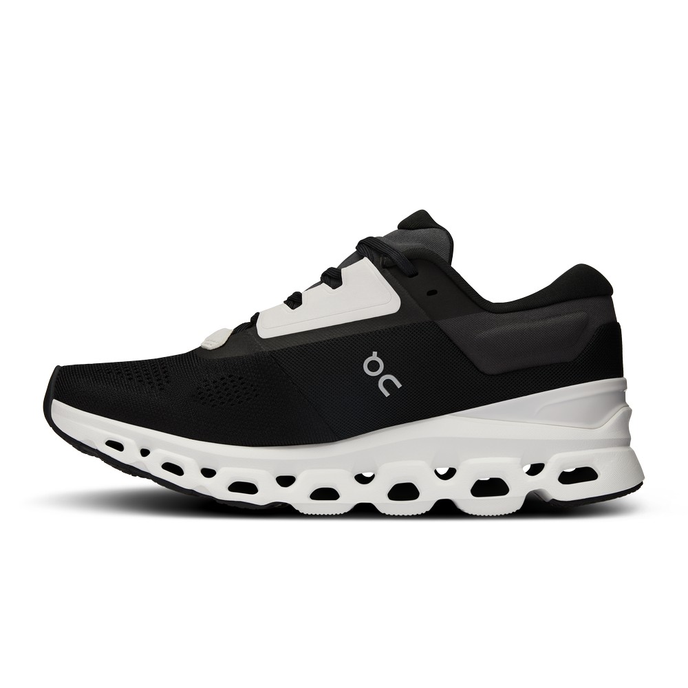 On |Women QC Cloudstratus 3 Road Running Shoes Black / Frost | SX51-H2UN