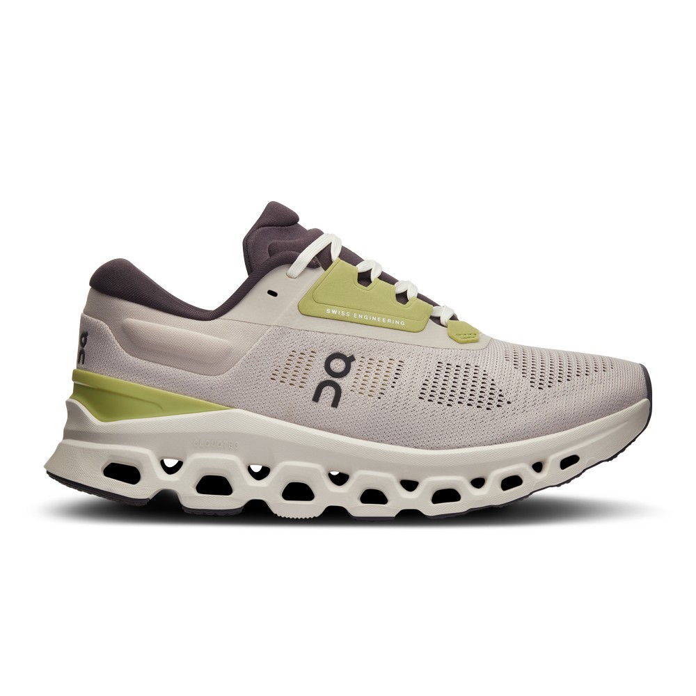 On |Women QC Cloudstratus 3 Road Running Shoes Pearl / Ivory | ZN38-Z9YA