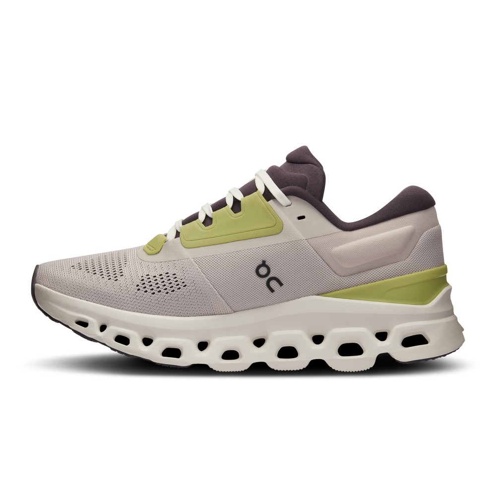 On |Women QC Cloudstratus 3 Road Running Shoes Pearl / Ivory | ZN38-Z9YA