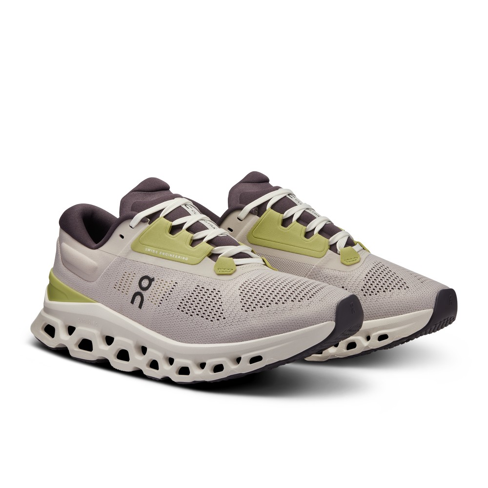 On |Women QC Cloudstratus 3 Road Running Shoes Pearl / Ivory | ZN38-Z9YA