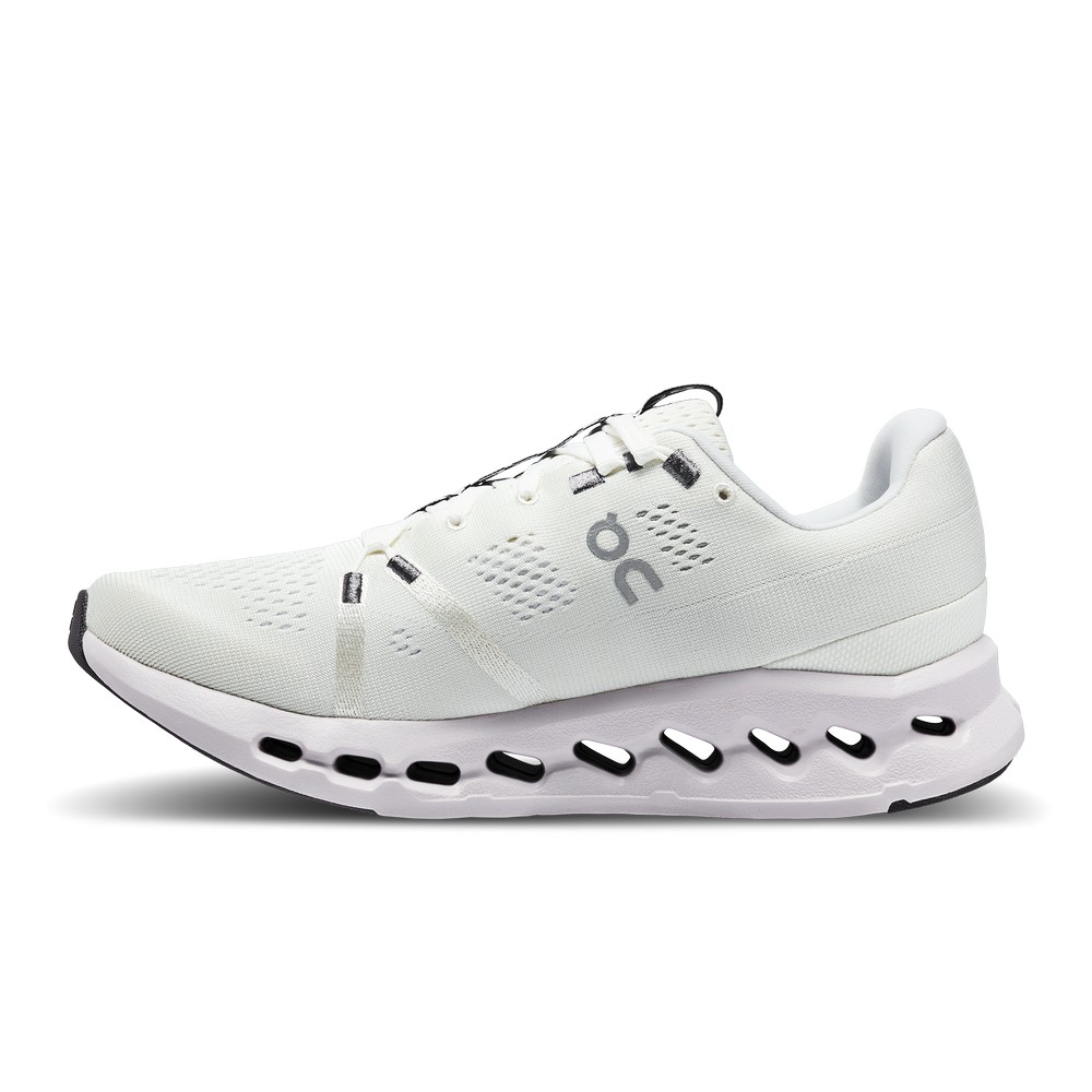 On |Women QC Cloudsurfer Road Running Shoes White / Frost | LW99-M1GS