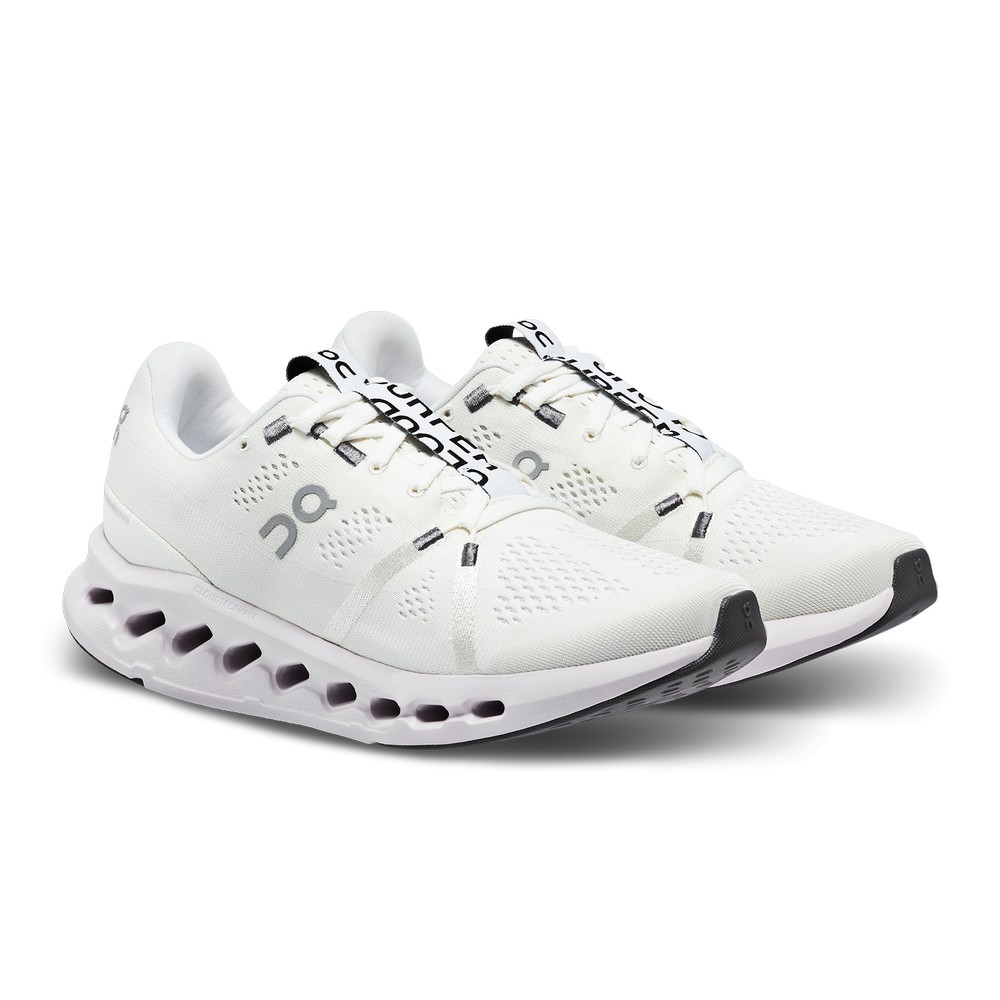 On |Women QC Cloudsurfer Road Running Shoes White / Frost | LW99-M1GS