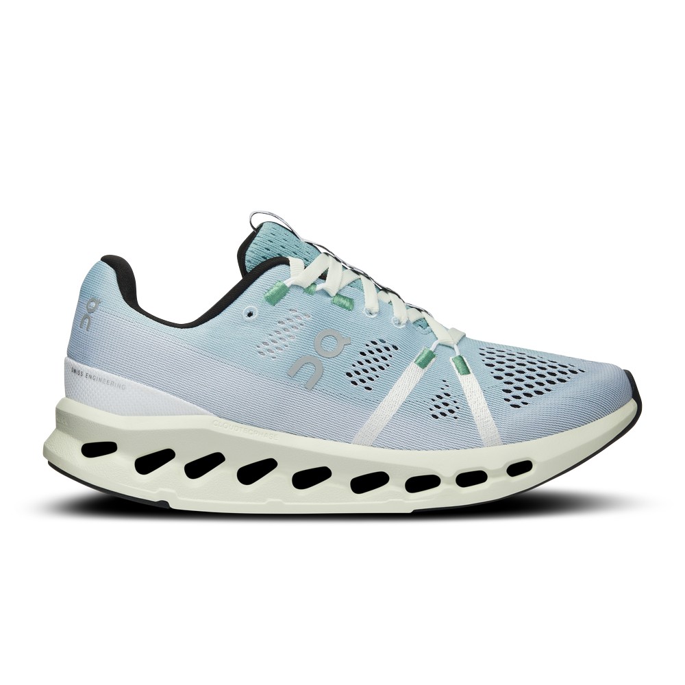 On |Women QC Cloudsurfer Road Running Shoes Mineral / Aloe | WO02-R5AI 