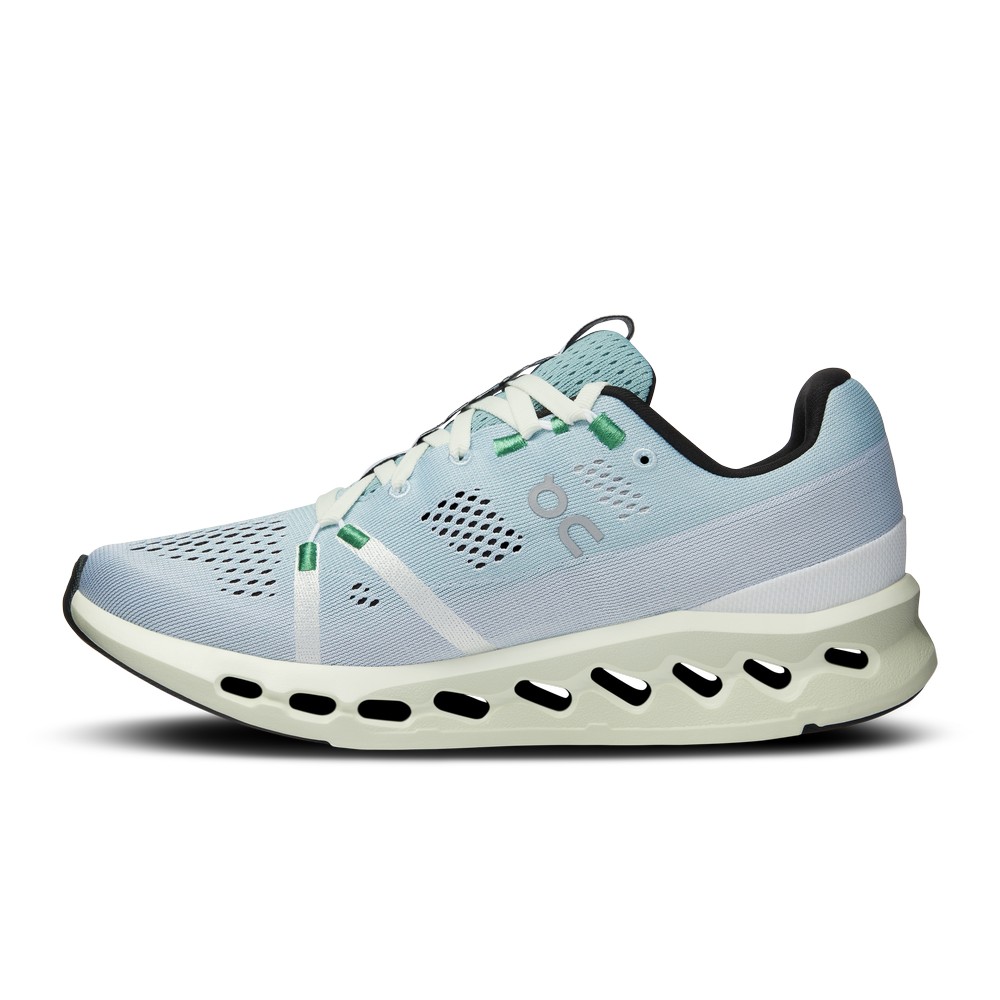 On |Women QC Cloudsurfer Road Running Shoes Mineral / Aloe | WO02-R5AI 