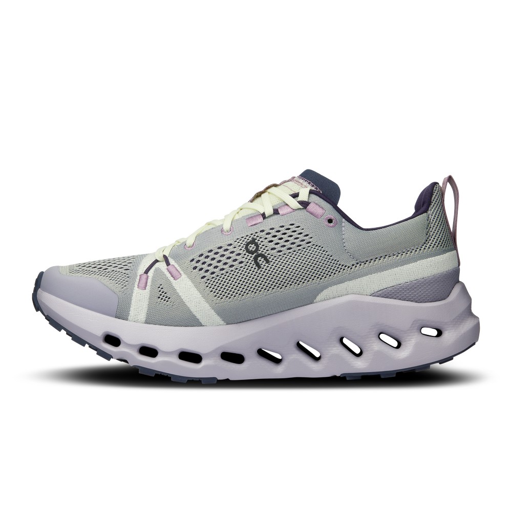 On |Women QC Cloudsurfer Trail Road Running Shoes Seedling / Lilac | MH86-H6IC