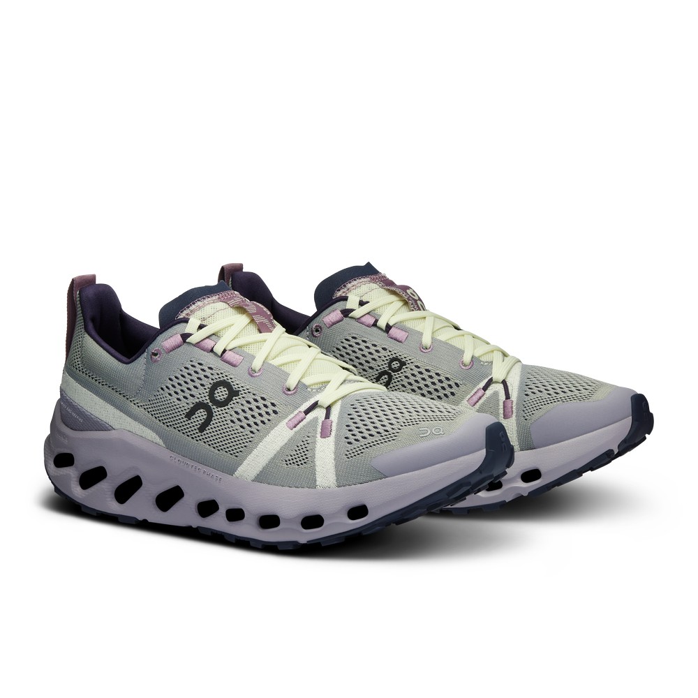 On |Women QC Cloudsurfer Trail Road Running Shoes Seedling / Lilac | MH86-H6IC