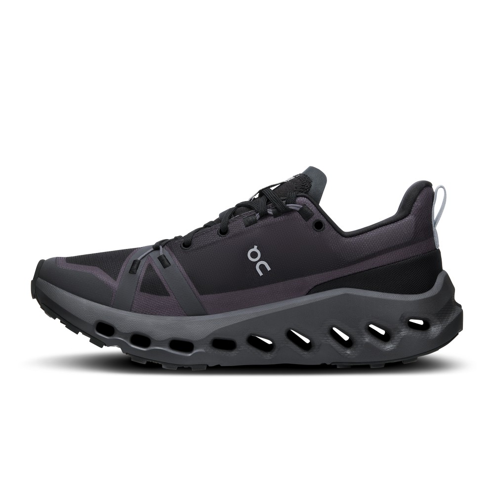 On |Women QC Cloudsurfer Trail Waterproof Road Running Shoes Black / Eclipse | CZ87-D9MT