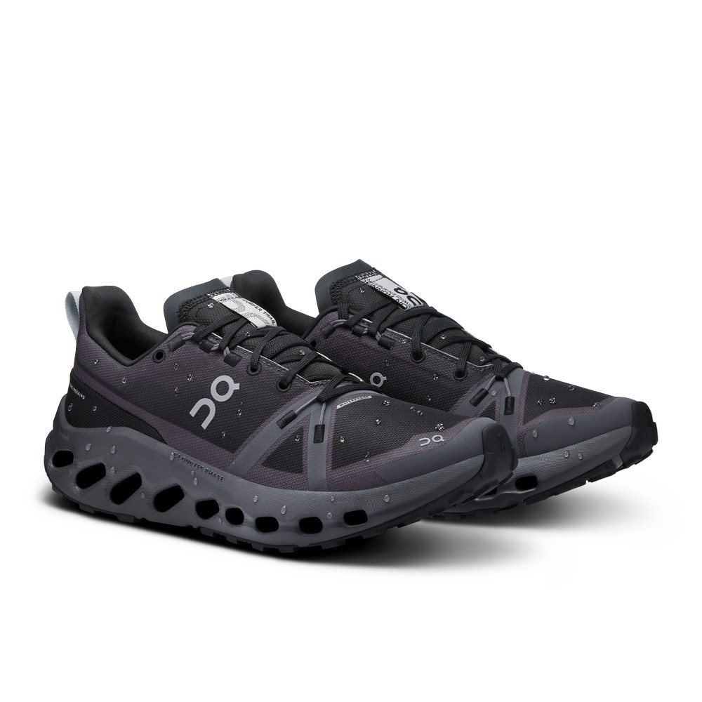 On |Women QC Cloudsurfer Trail Waterproof Road Running Shoes Black / Eclipse | CZ87-D9MT