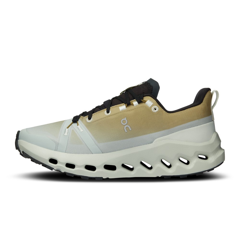 On |Women QC Cloudsurfer Trail Waterproof Road Running Shoes Safari / Mineral | HW98-V4KN