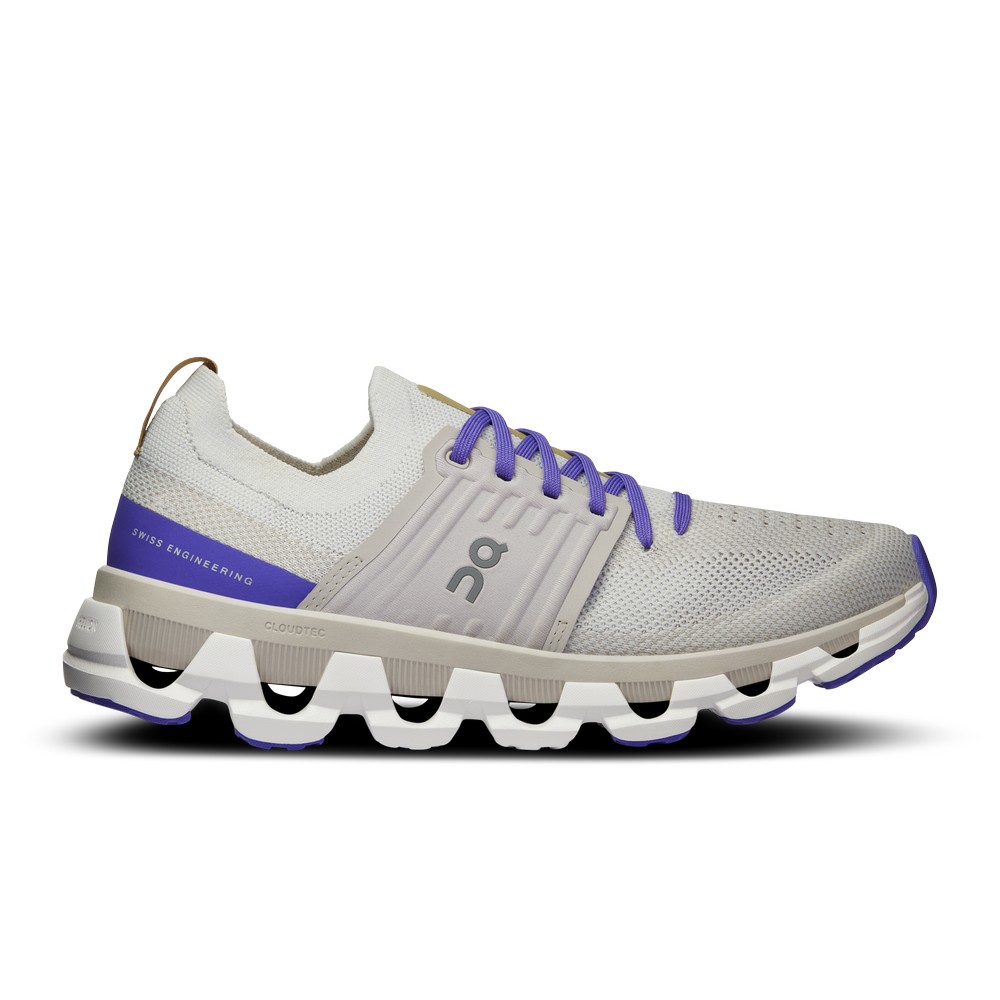 On |Women QC Cloudswift 3 Road Running Shoes White / Blueberry | CG56-Y7SQ