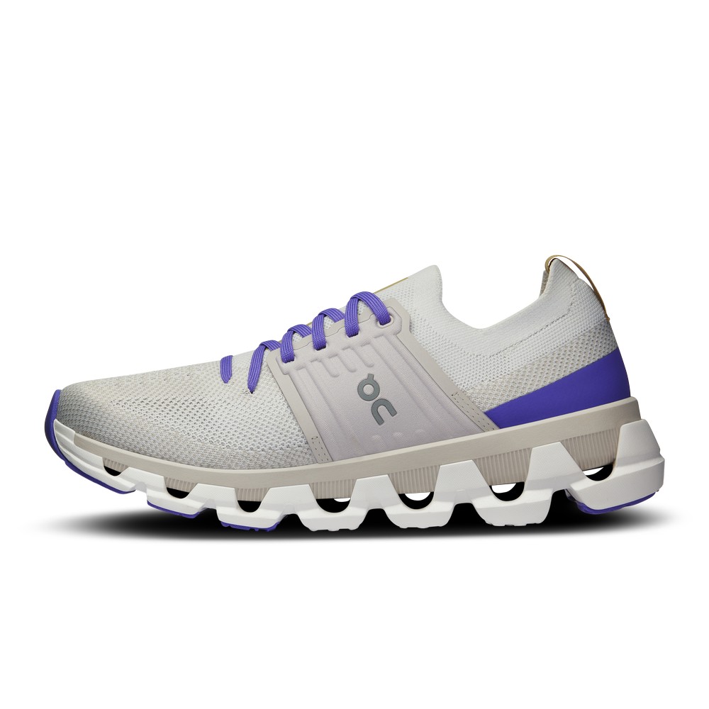 On |Women QC Cloudswift 3 Road Running Shoes White / Blueberry | CG56-Y7SQ