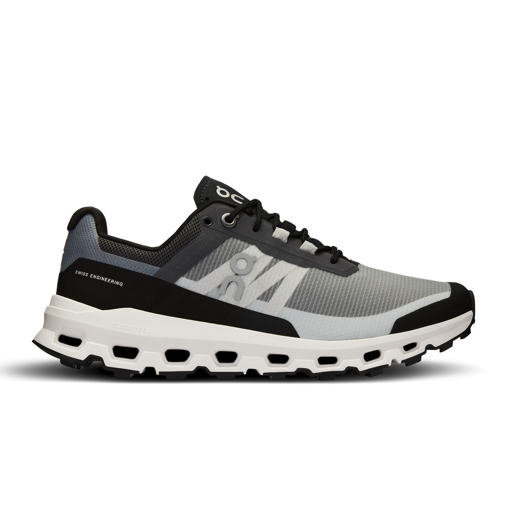 On |Women QC Cloudvista Trail Running Shoes Black / White | EM37-S3SI