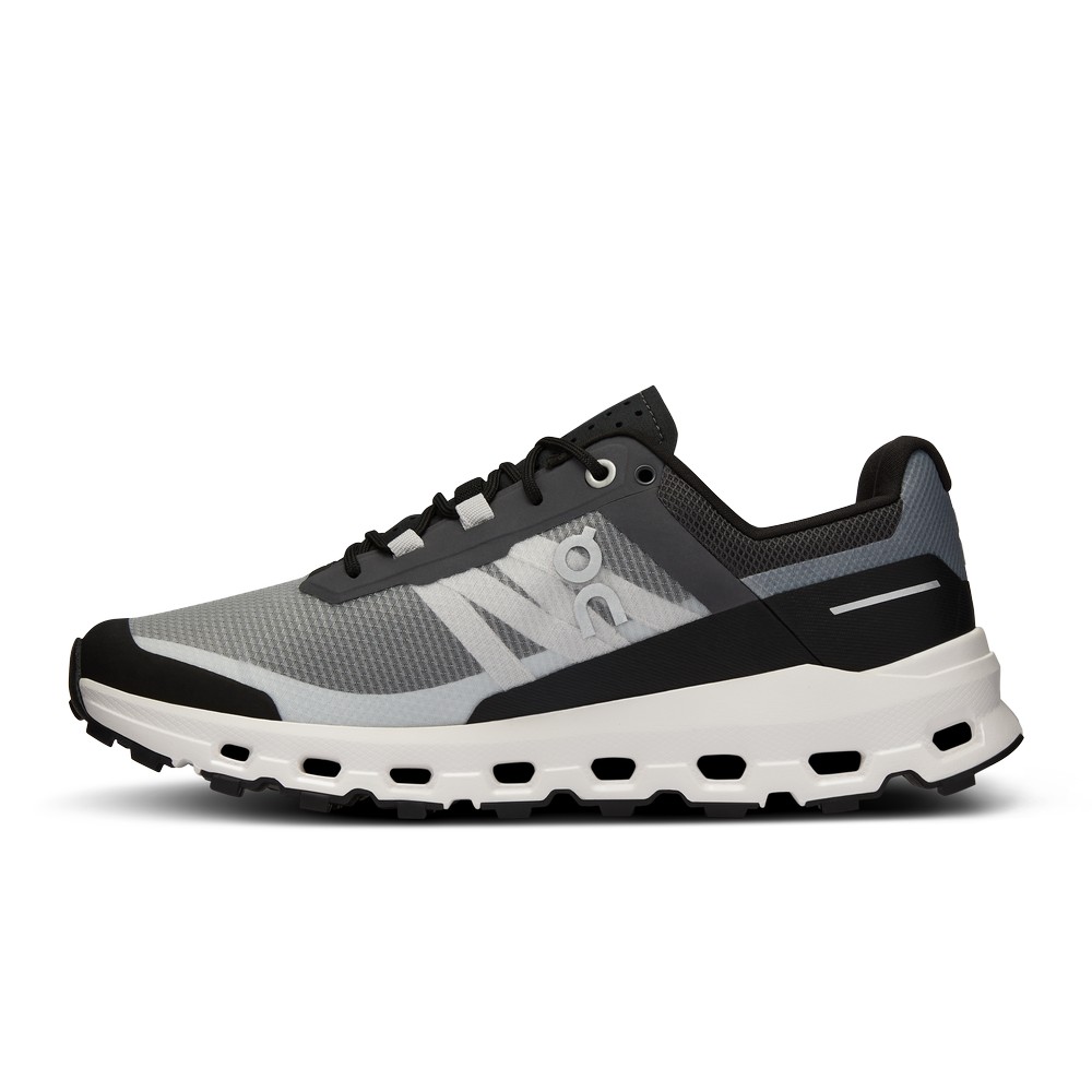 On |Women QC Cloudvista Trail Running Shoes Black / White | EM37-S3SI